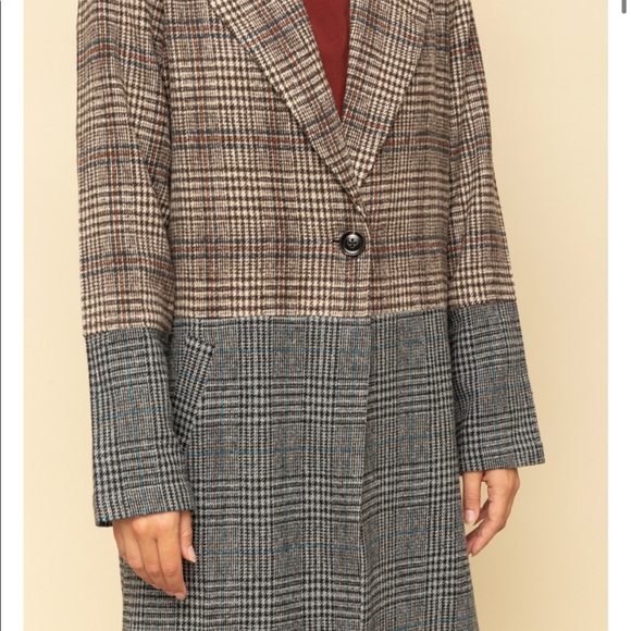 🆕 Mystree-Buckle Trench Coat Plaid Dark Academia Colorblock Faux Fur Collar - Picture 13 of 16